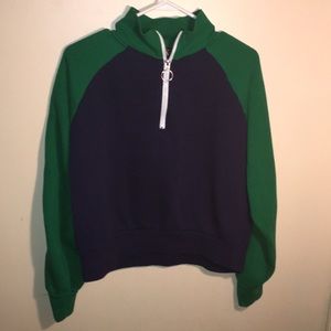 Forever 21 green and navy blue haft zip